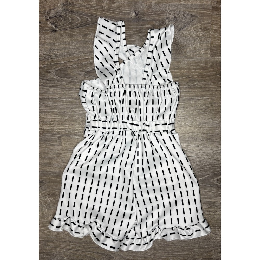 Shein Toddler Girls Black White‎ Cross Neck Romper Pull On Ruffle Size 2-3 Years - Picture 2 of 3